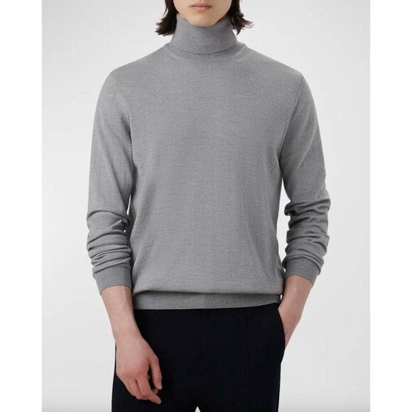 Bugatchi Super Merino Solid Turtleneck Sweater Cement Mens Size L - Picture 1 of 10